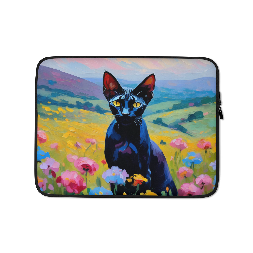 PugMug Custom Black Sphynx Cat Laptop Sleeve