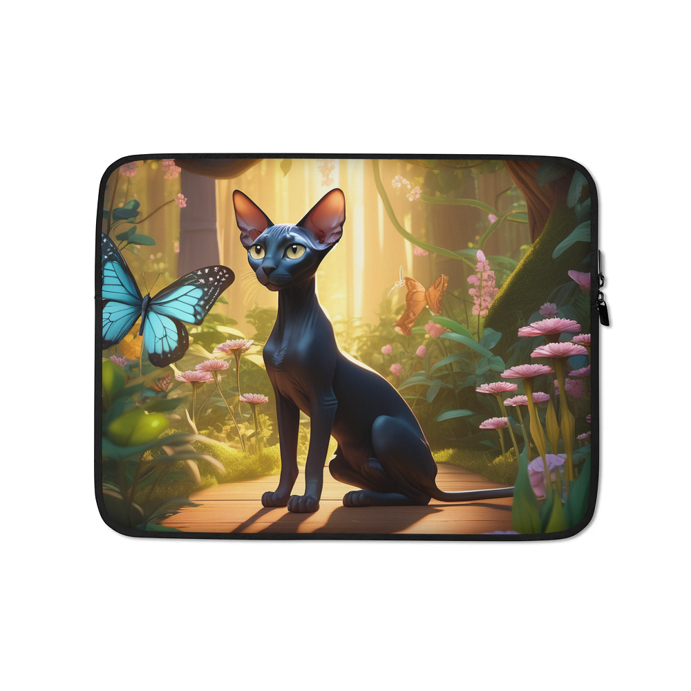 PugMug Custom Black Sphynx Cat Laptop Sleeve
