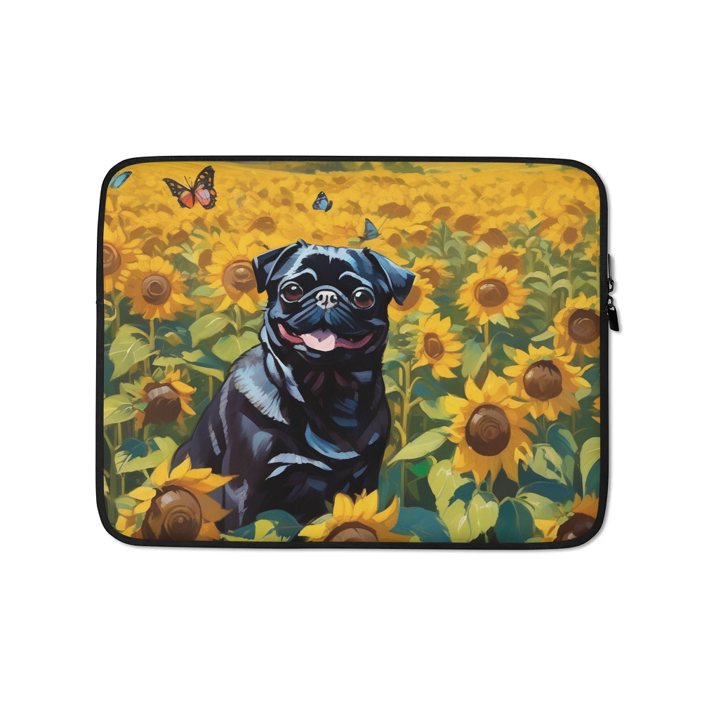 PugMug Custom Black Pug Laptop Sleeve