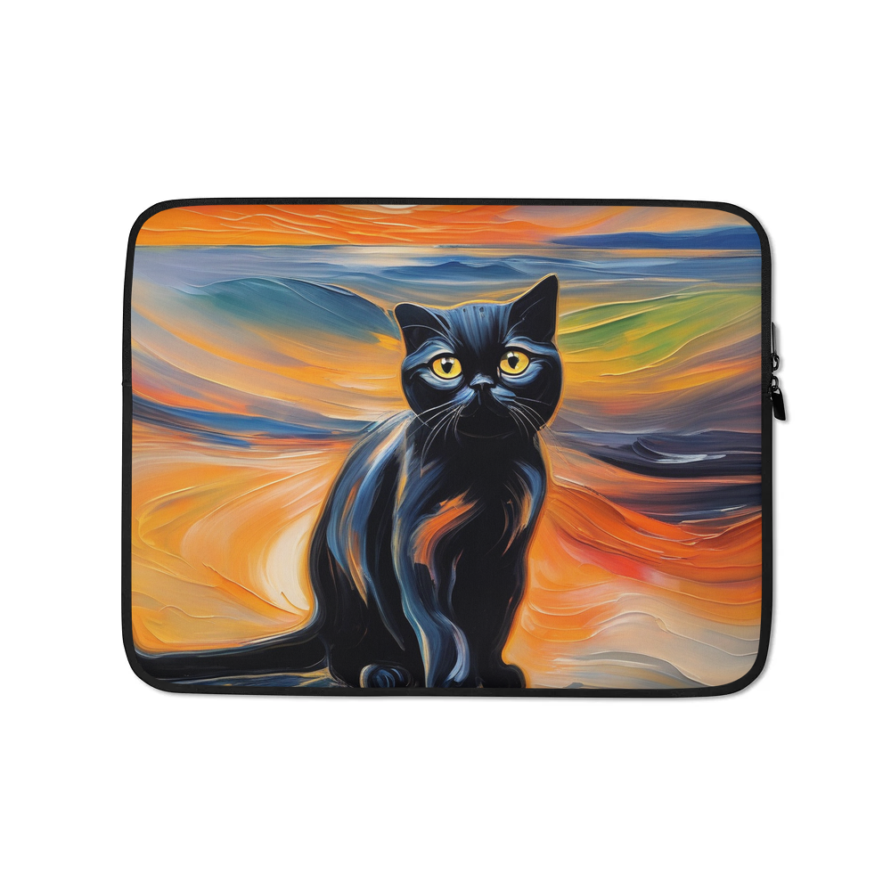 PugMug Custom Black Scottish Fold Cat Laptop Sleeve