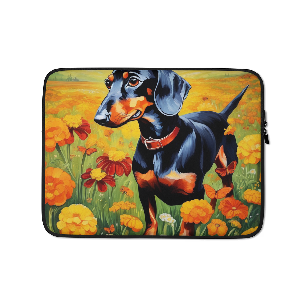 PugMug Custom Black Dachshund Laptop Sleeve