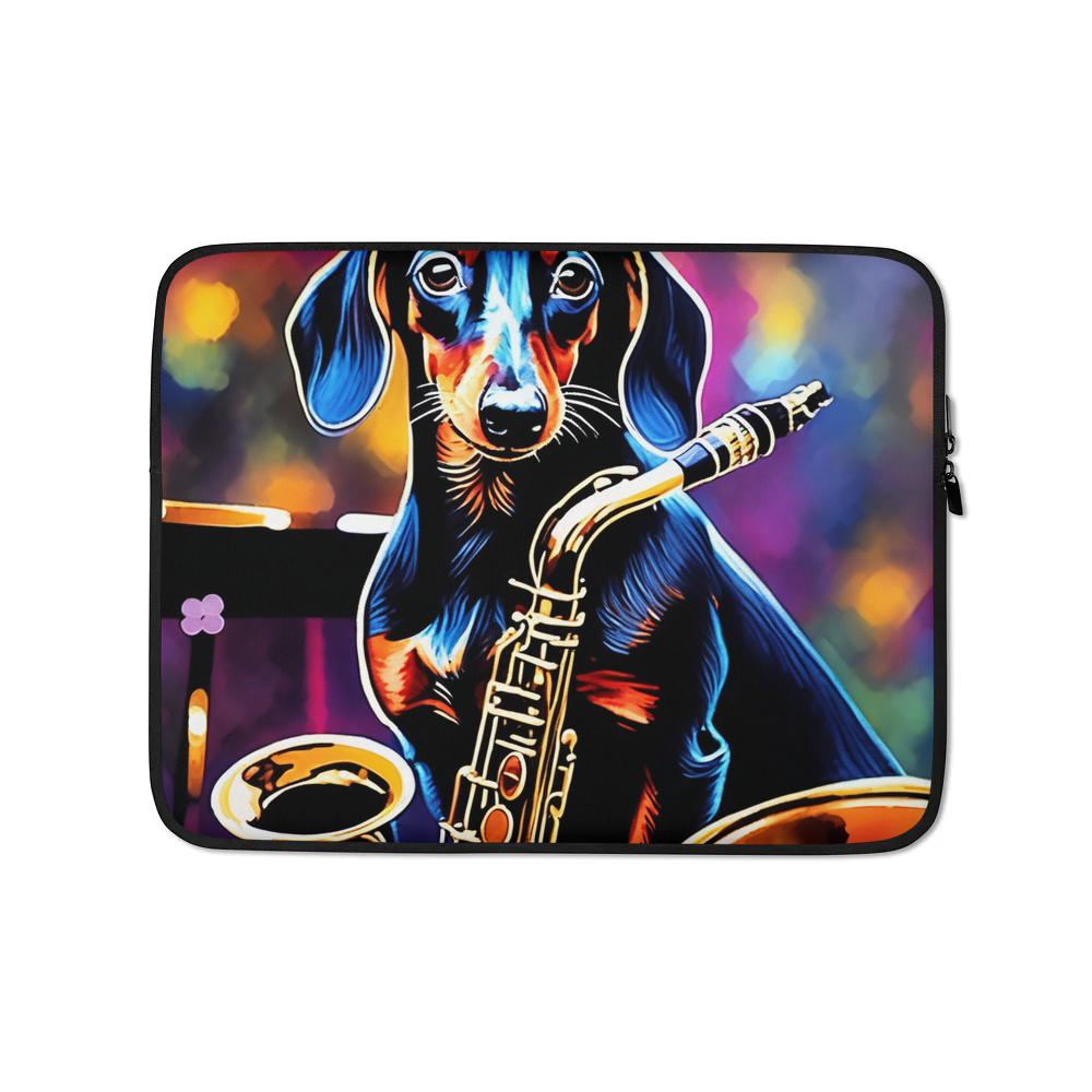 PugMug Custom Black Dachshund Laptop Sleeve