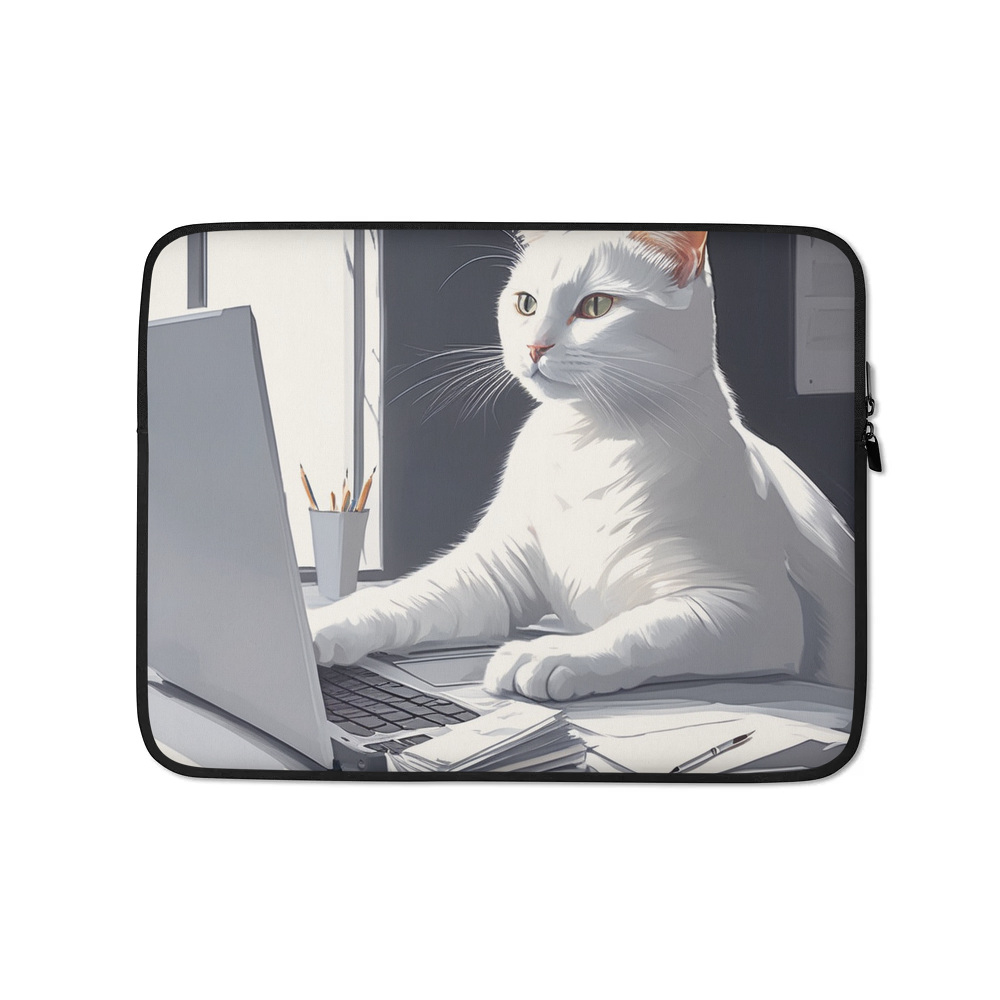 PugMug Custom White Companion Cat Laptop Sleeve