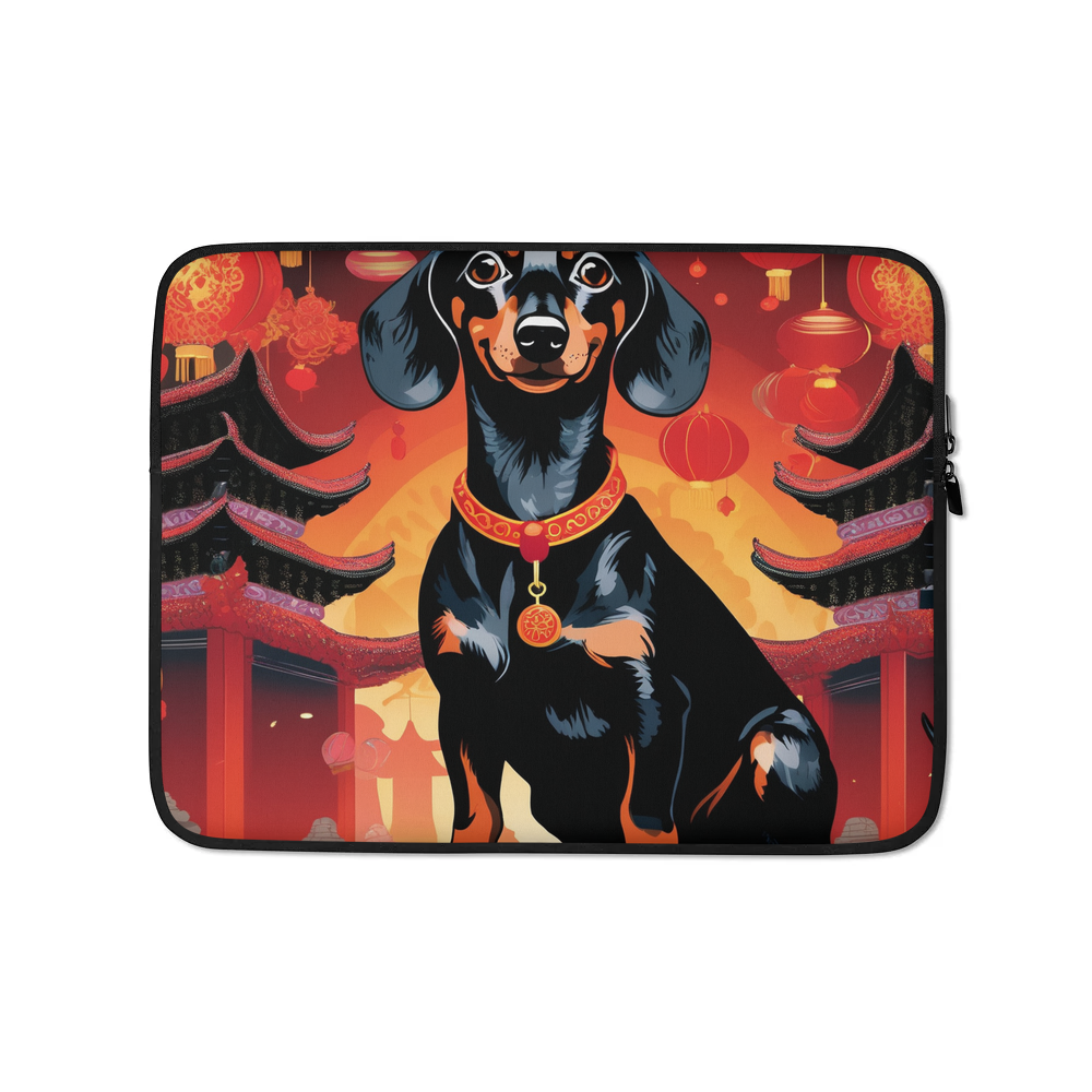 PugMug Custom Black Dachshund Laptop Sleeve