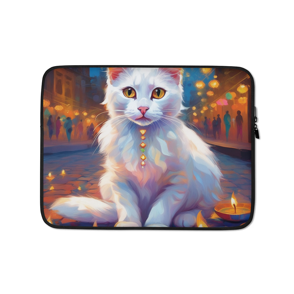 PugMug Custom White Companion Cat Laptop Sleeve