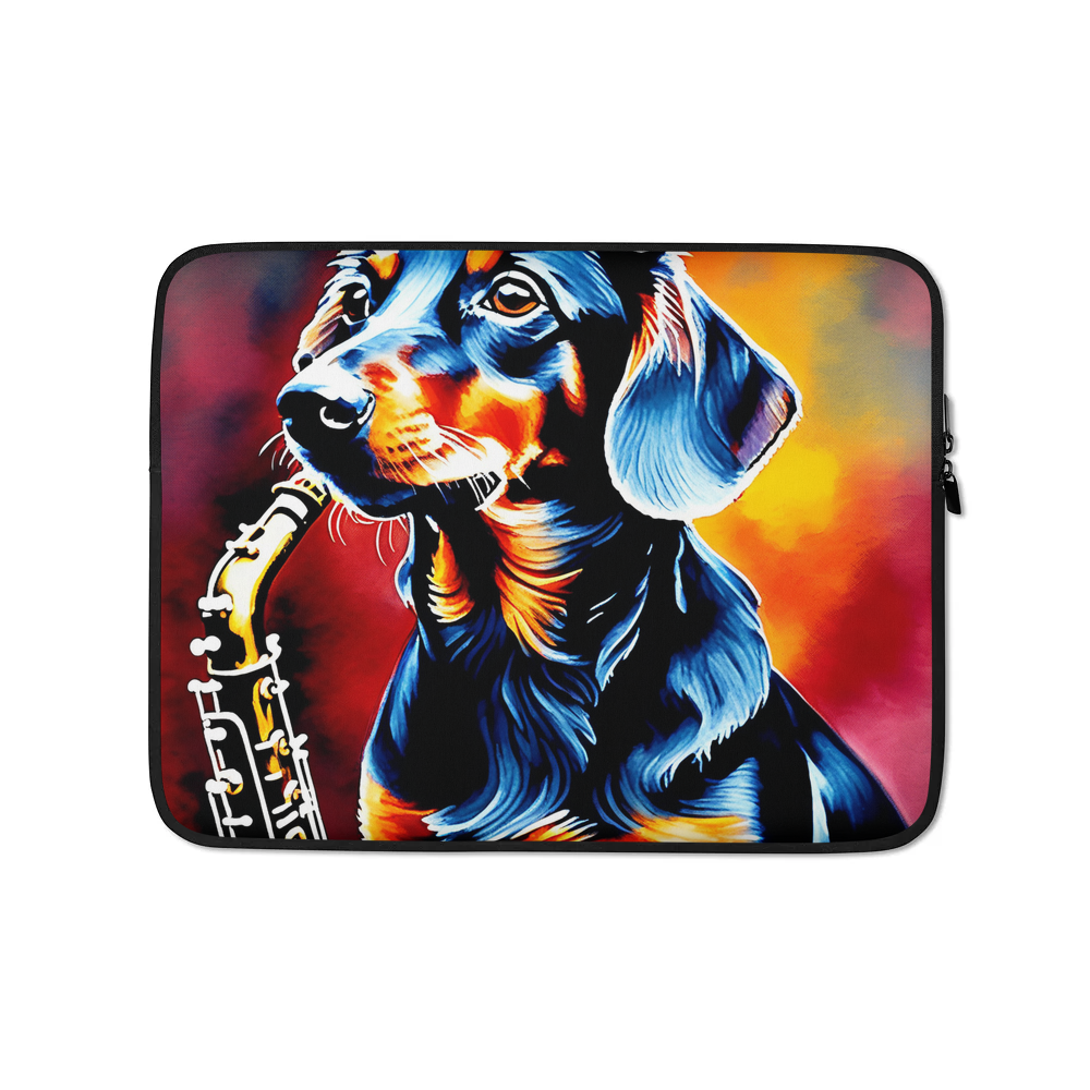 PugMug Custom Black Dachshund Laptop Sleeve