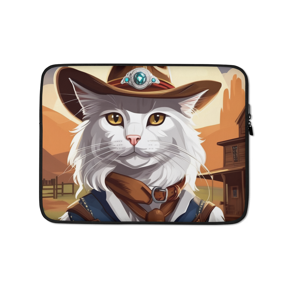 PugMug Custom White Maine Coon Cat Laptop Sleeve