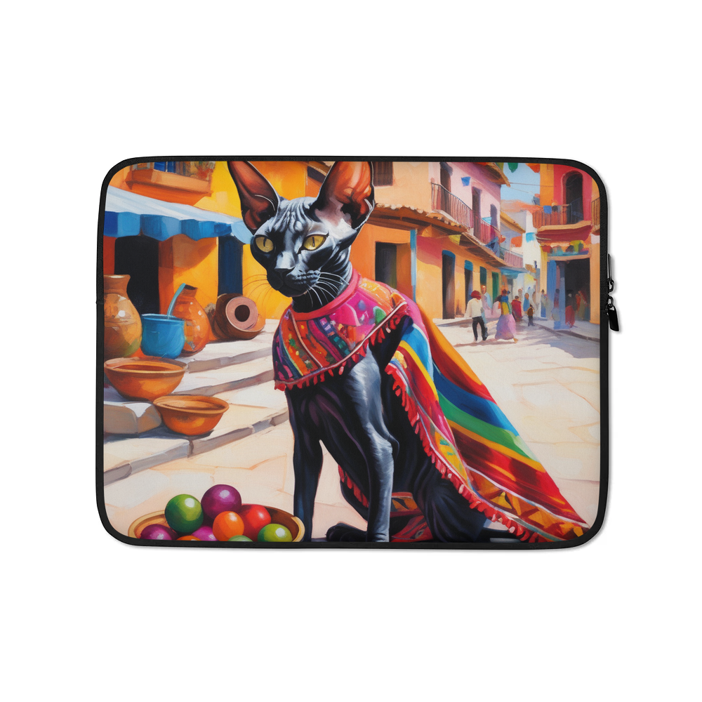 PugMug Custom Black Sphynx Cat Laptop Sleeve