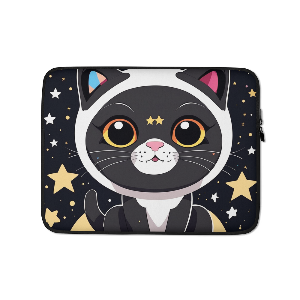 PugMug Custom Black Scottish Fold Cat Laptop Sleeve