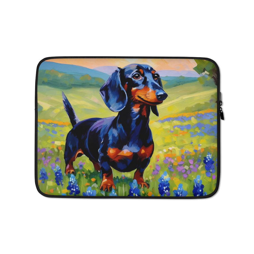 PugMug Custom Black Dachshund Laptop Sleeve
