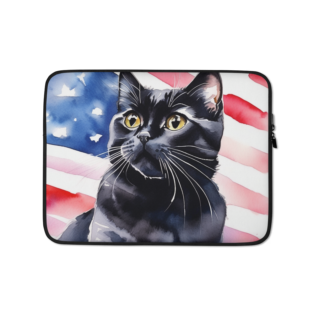 PugMug Custom Black Scottish Fold Cat Laptop Sleeve