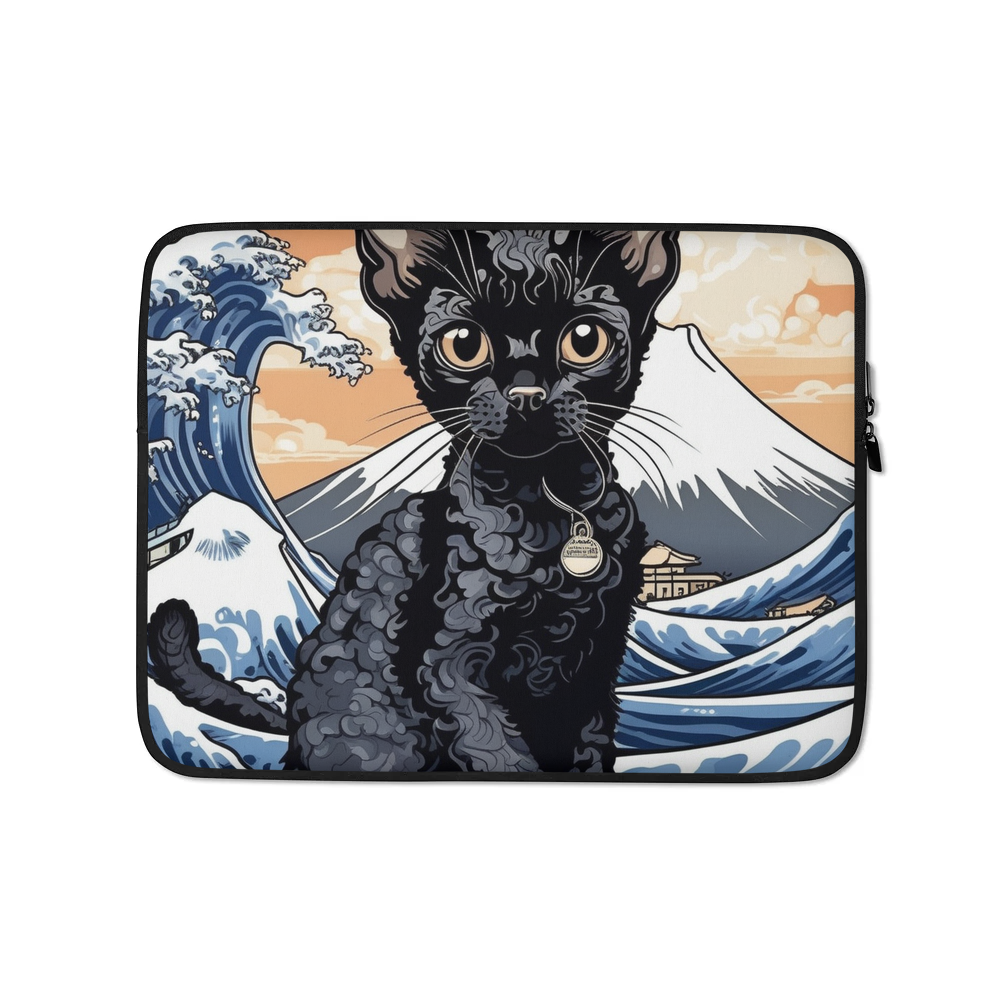 PugMug Custom Black Devon Rex Cat Laptop Sleeve
