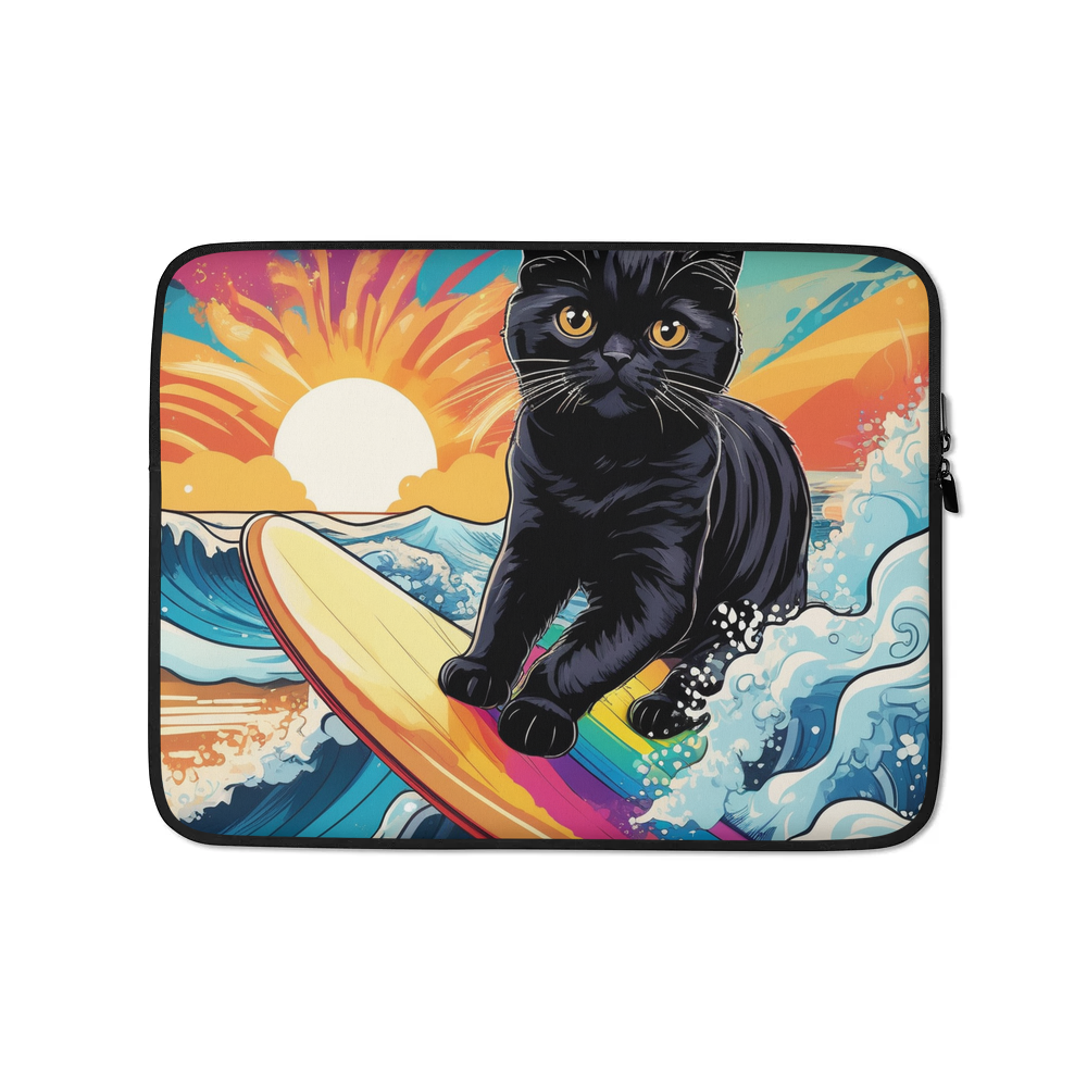 PugMug Custom Black Scottish Fold Cat Laptop Sleeve
