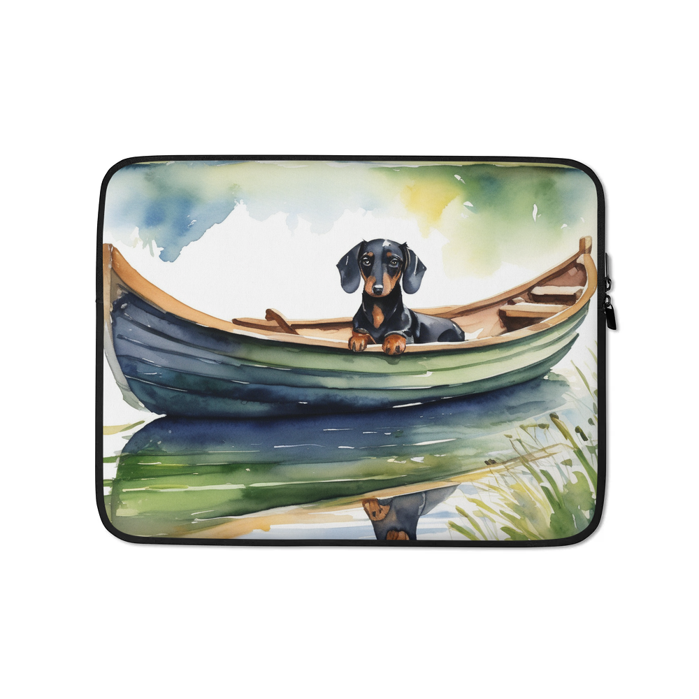 PugMug Custom Black Dachshund Laptop Sleeve