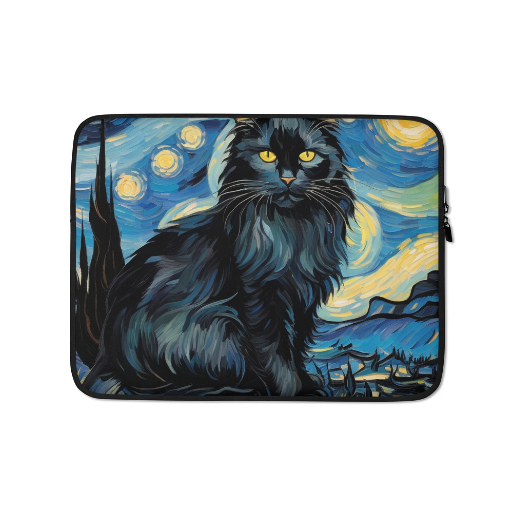 PugMug Custom Black Maine Coon Cat Laptop Sleeve