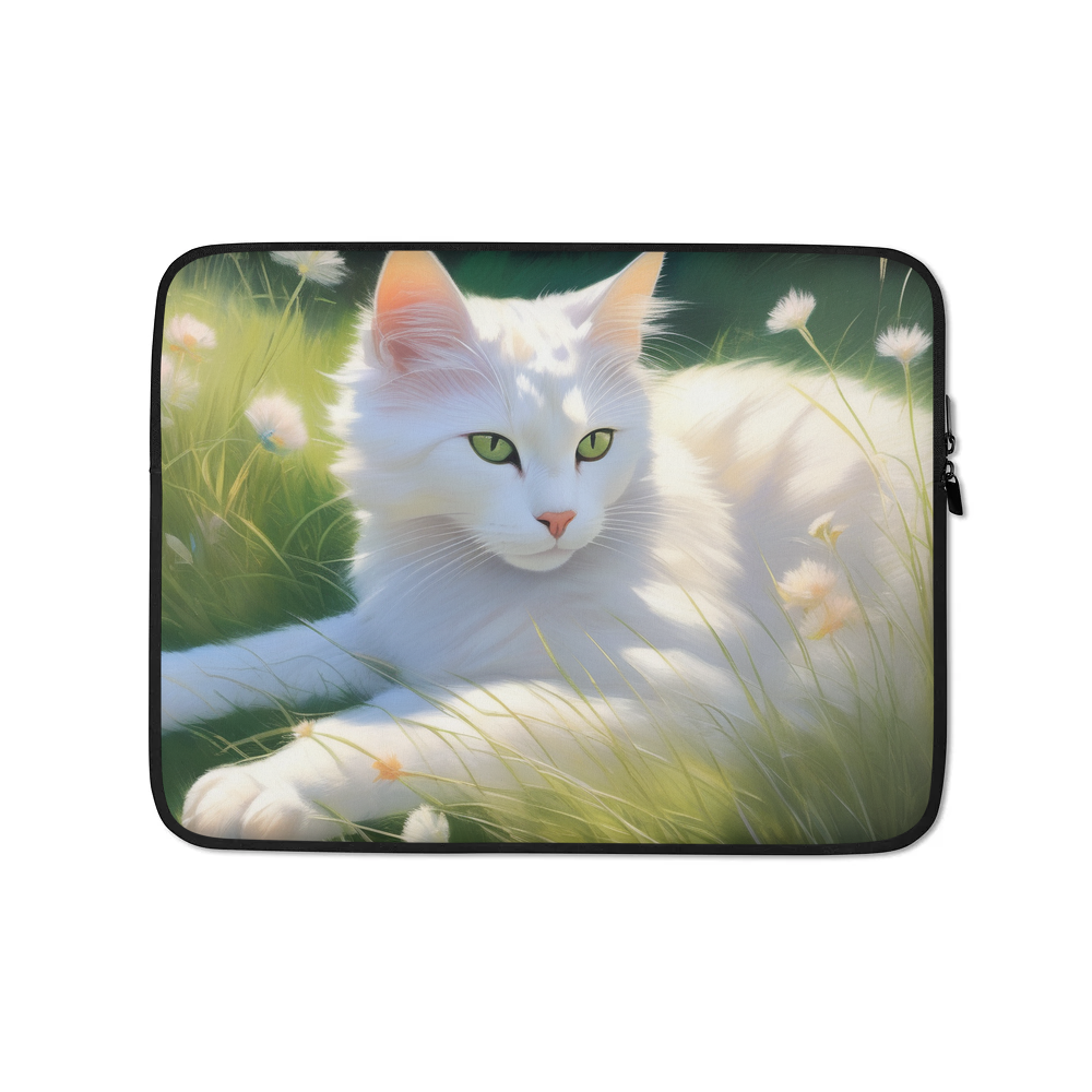 PugMug Custom White Companion Cat Laptop Sleeve