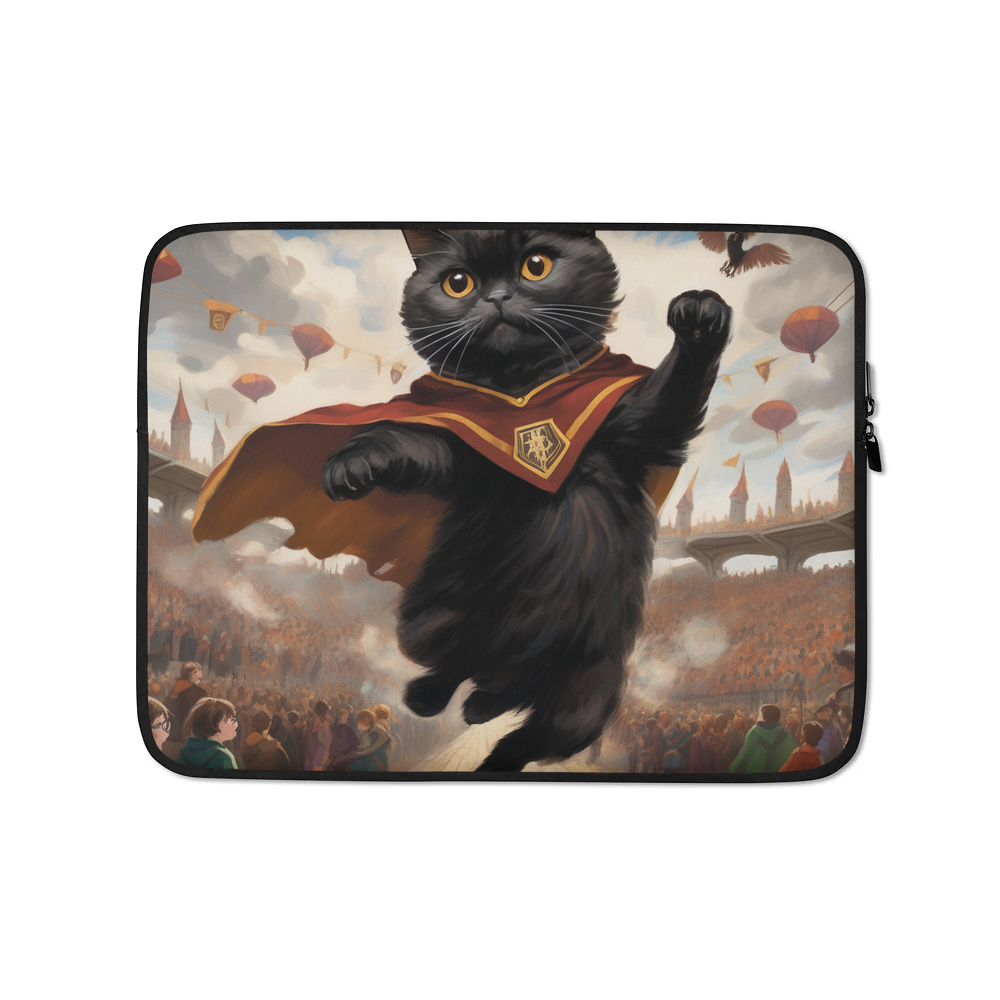 PugMug Custom Black Scottish Fold Cat Laptop Sleeve
