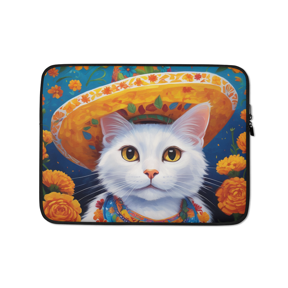 PugMug Custom White Companion Cat Laptop Sleeve