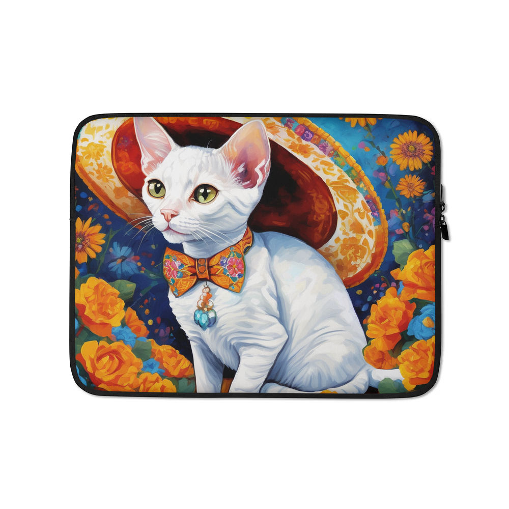 PugMug Custom White Devon Rex Cat Laptop Sleeve