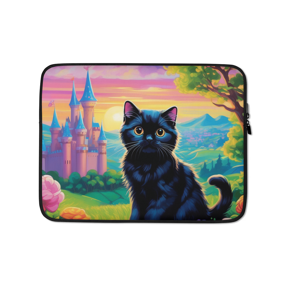 PugMug Custom Black Scottish Fold Cat Laptop Sleeve