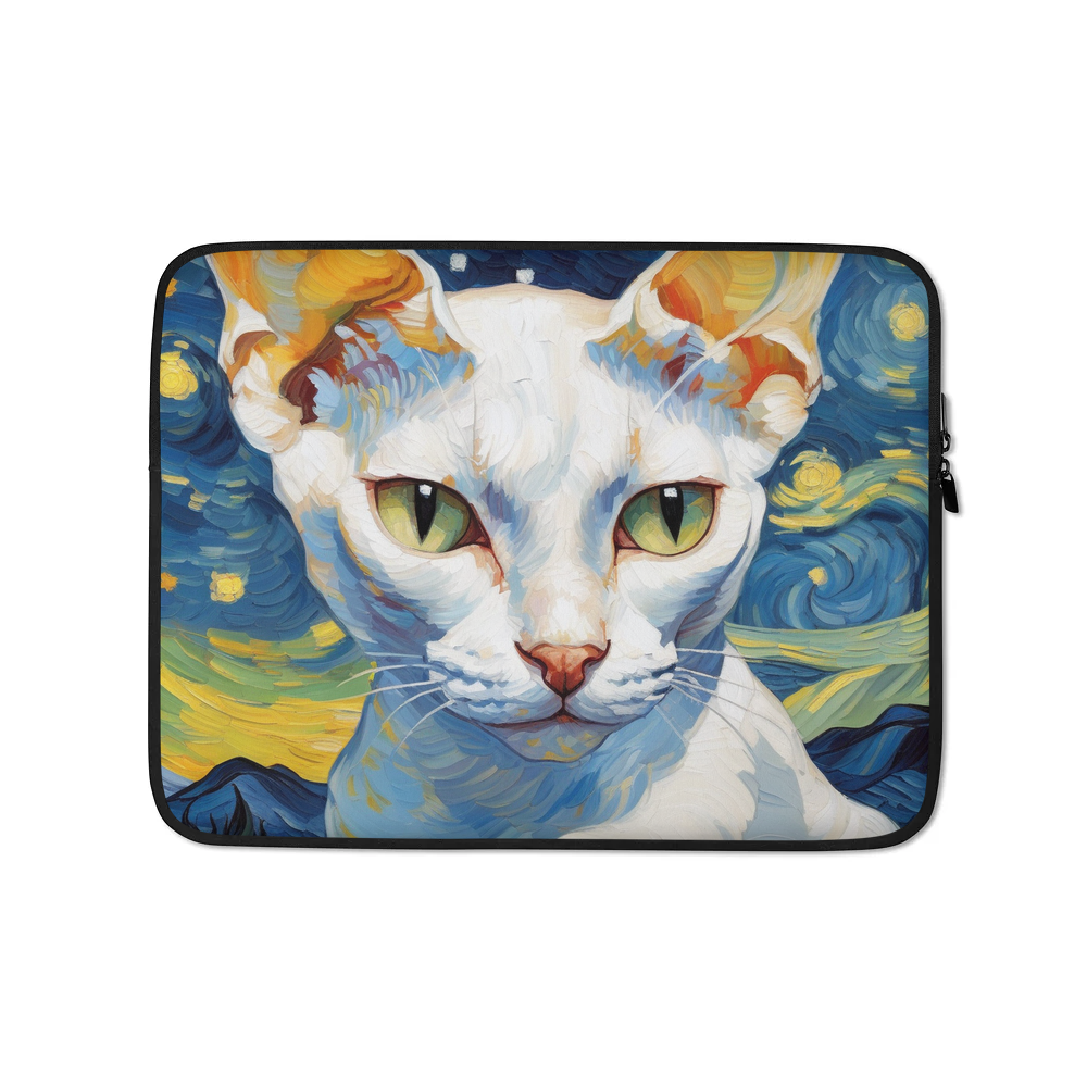 PugMug Custom White Devon Rex Cat Laptop Sleeve