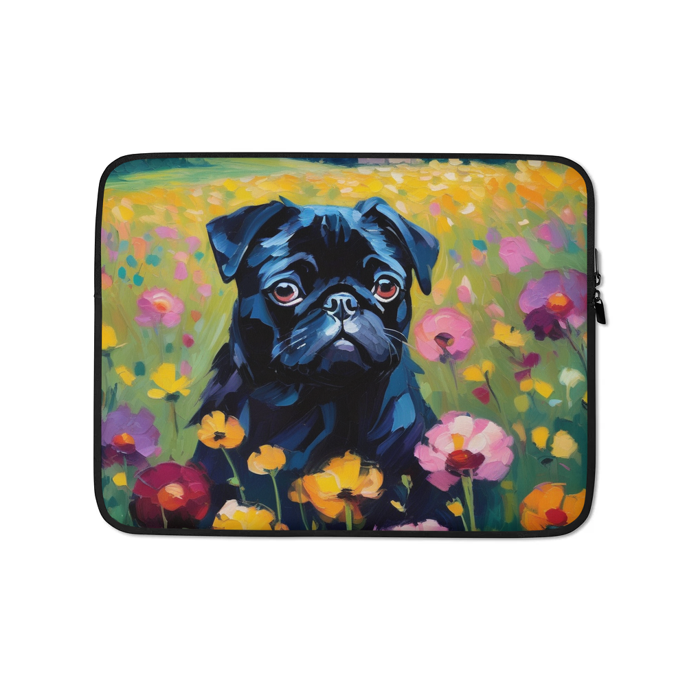 PugMug Custom Black Pug Laptop Sleeve