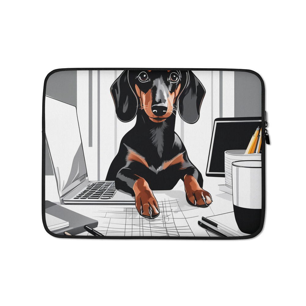 PugMug Custom Black Dachshund Laptop Sleeve