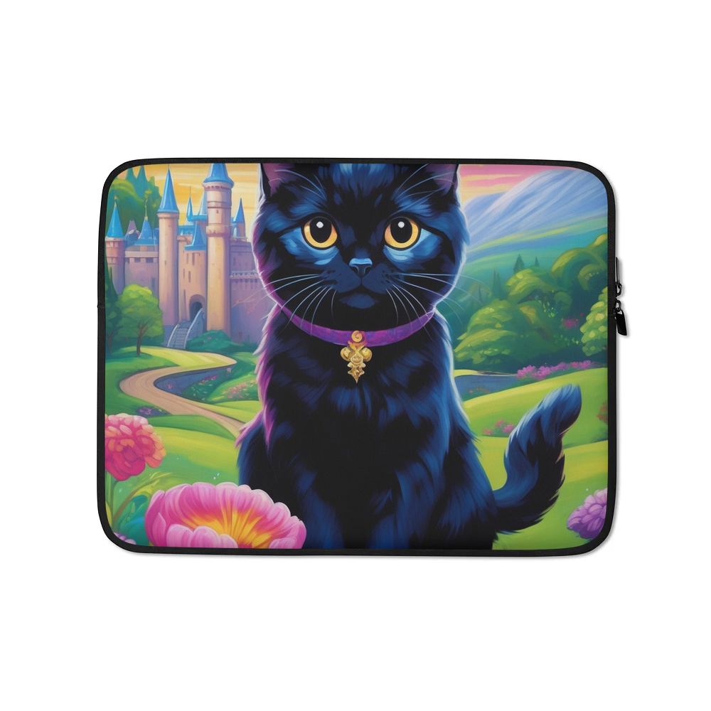 PugMug Custom Black Scottish Fold Cat Laptop Sleeve