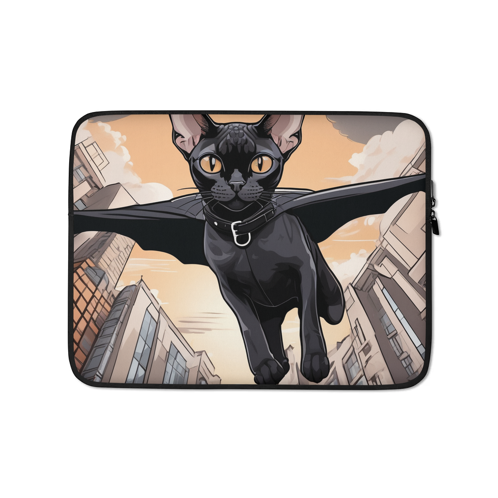 PugMug Custom Black Devon Rex Cat Laptop Sleeve