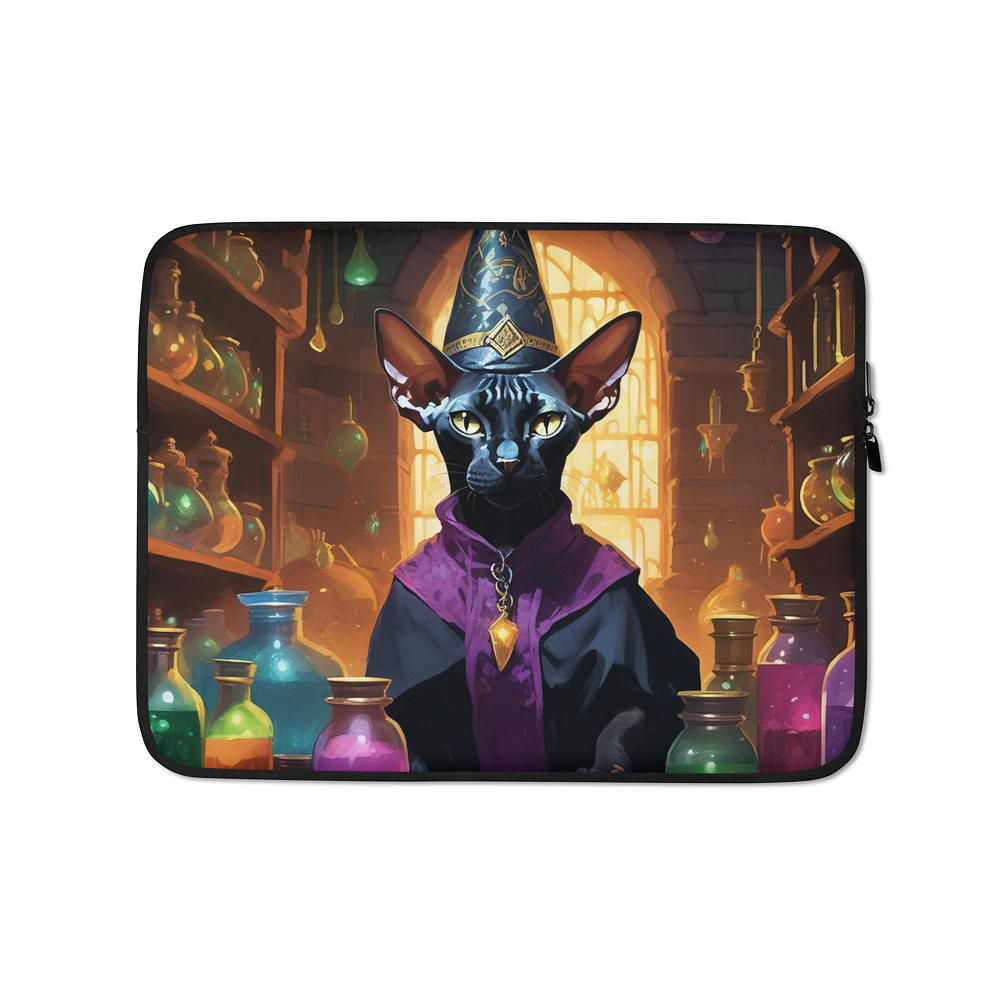 PugMug Custom Black Sphynx Cat Laptop Sleeve