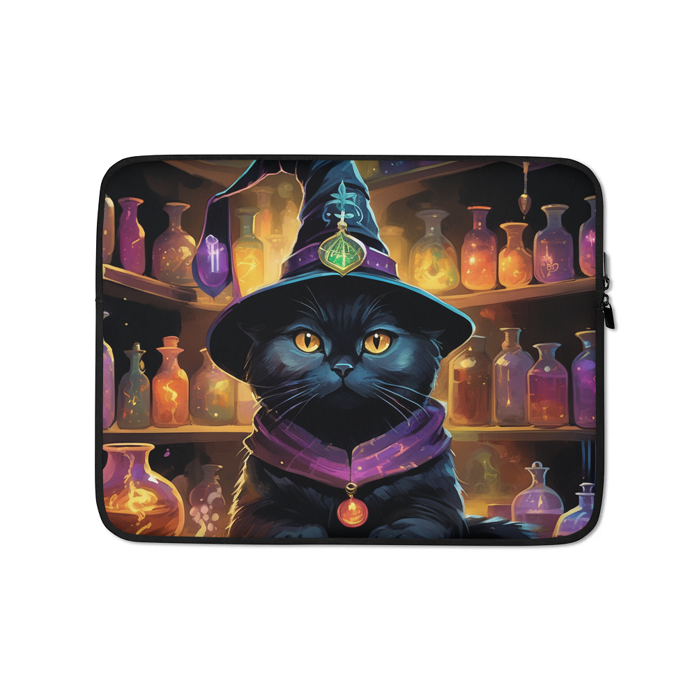 PugMug Custom Black Scottish Fold Cat Laptop Sleeve