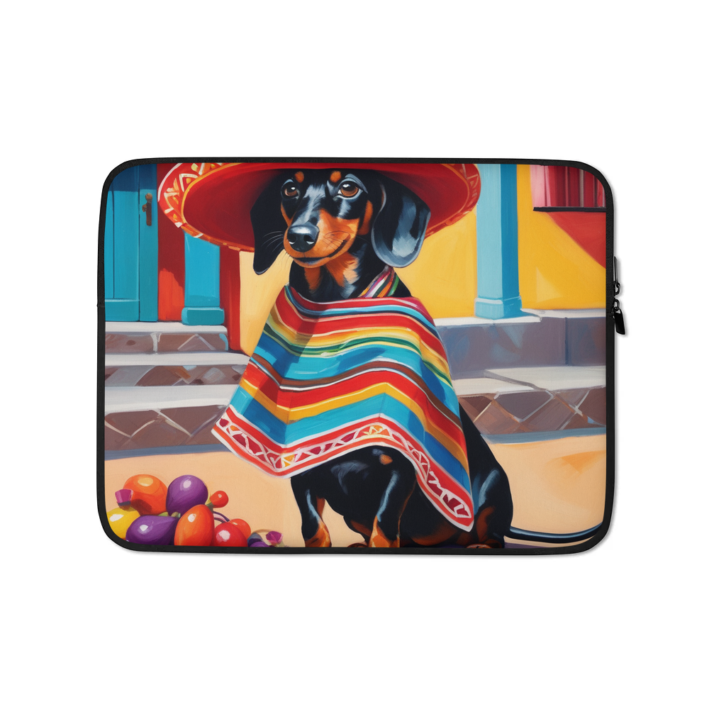 PugMug Custom Black Dachshund Laptop Sleeve