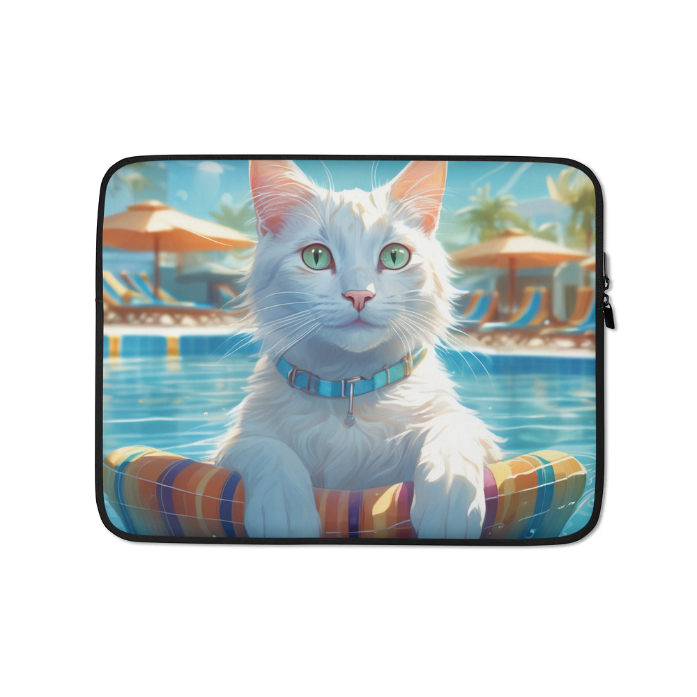 PugMug Custom White Companion Cat Laptop Sleeve