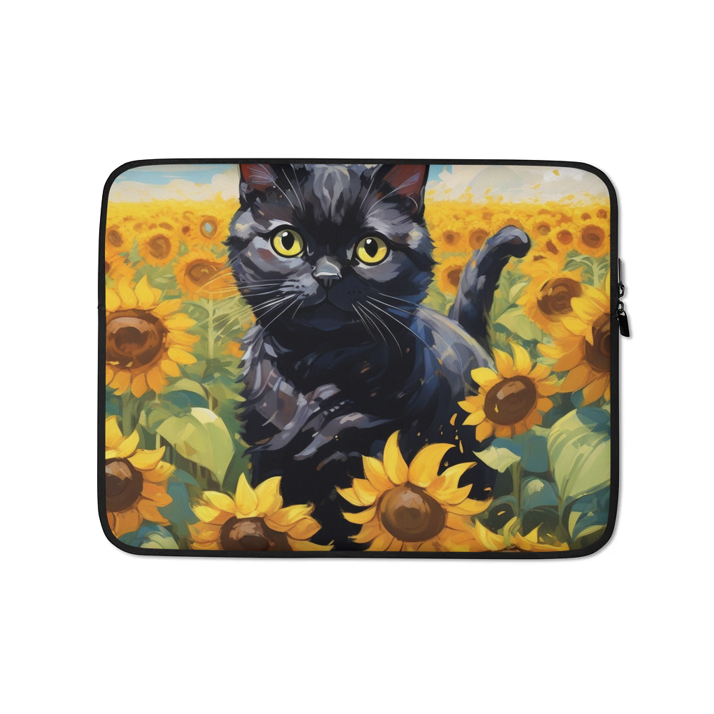 PugMug Custom Black Scottish Fold Cat Laptop Sleeve