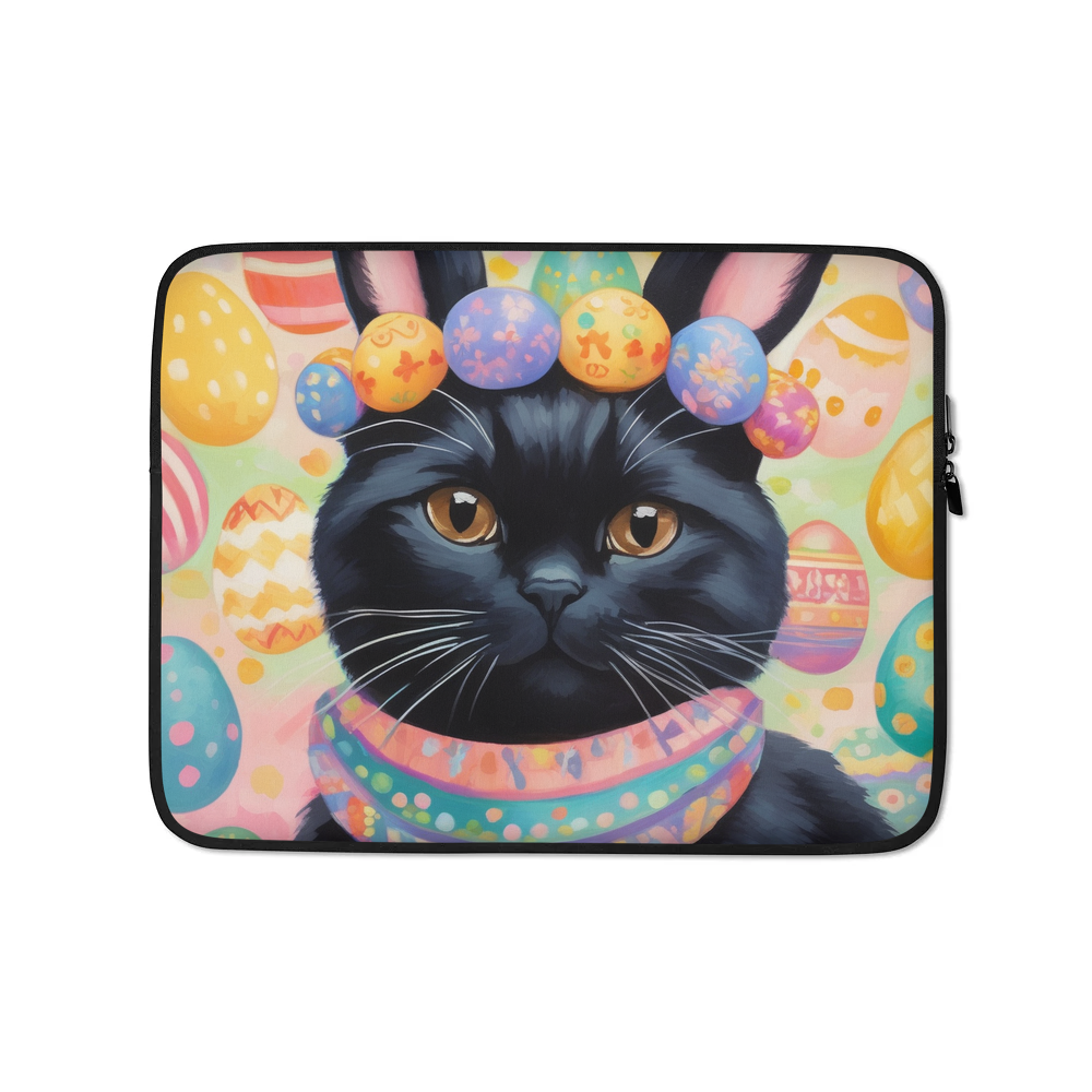 PugMug Custom Black Scottish Fold Cat Laptop Sleeve