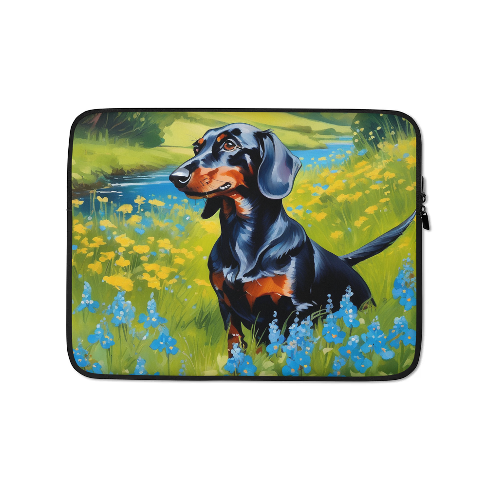 PugMug Custom Black Dachshund Laptop Sleeve