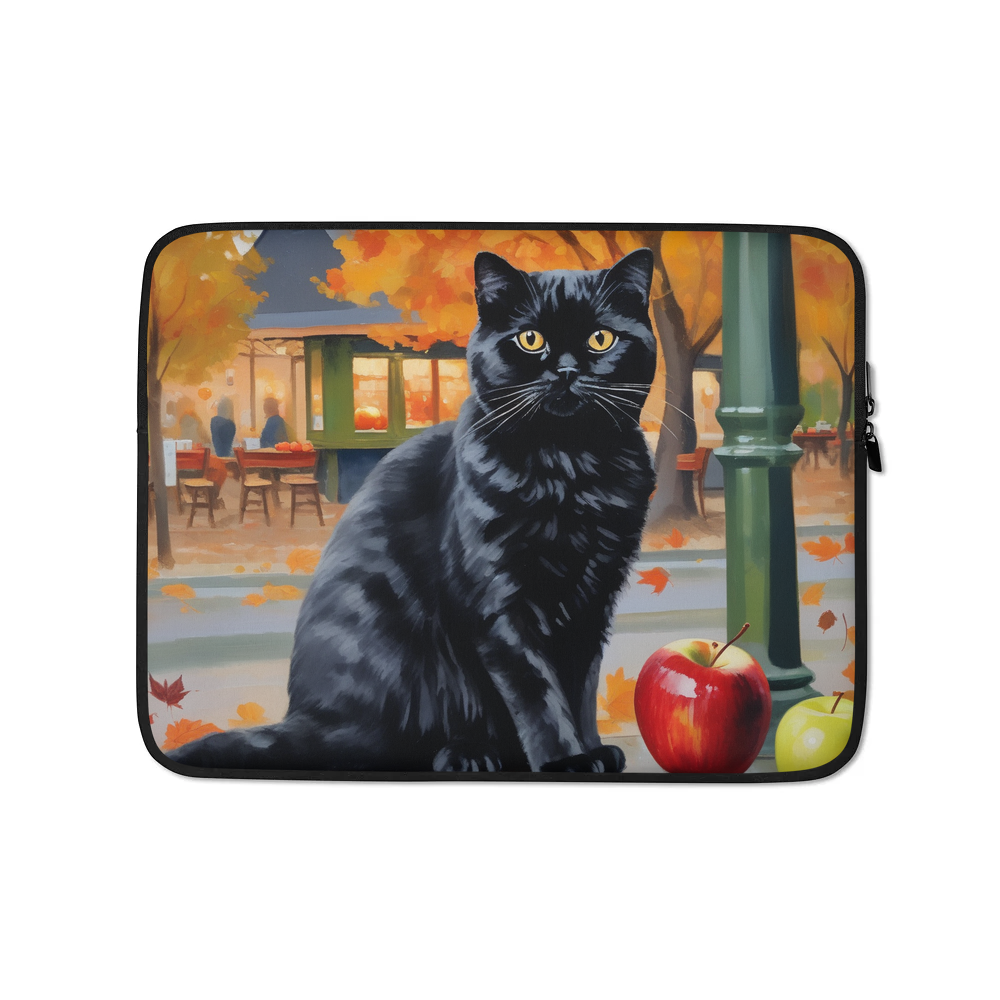 PugMug Custom Black Scottish Fold Cat Laptop Sleeve