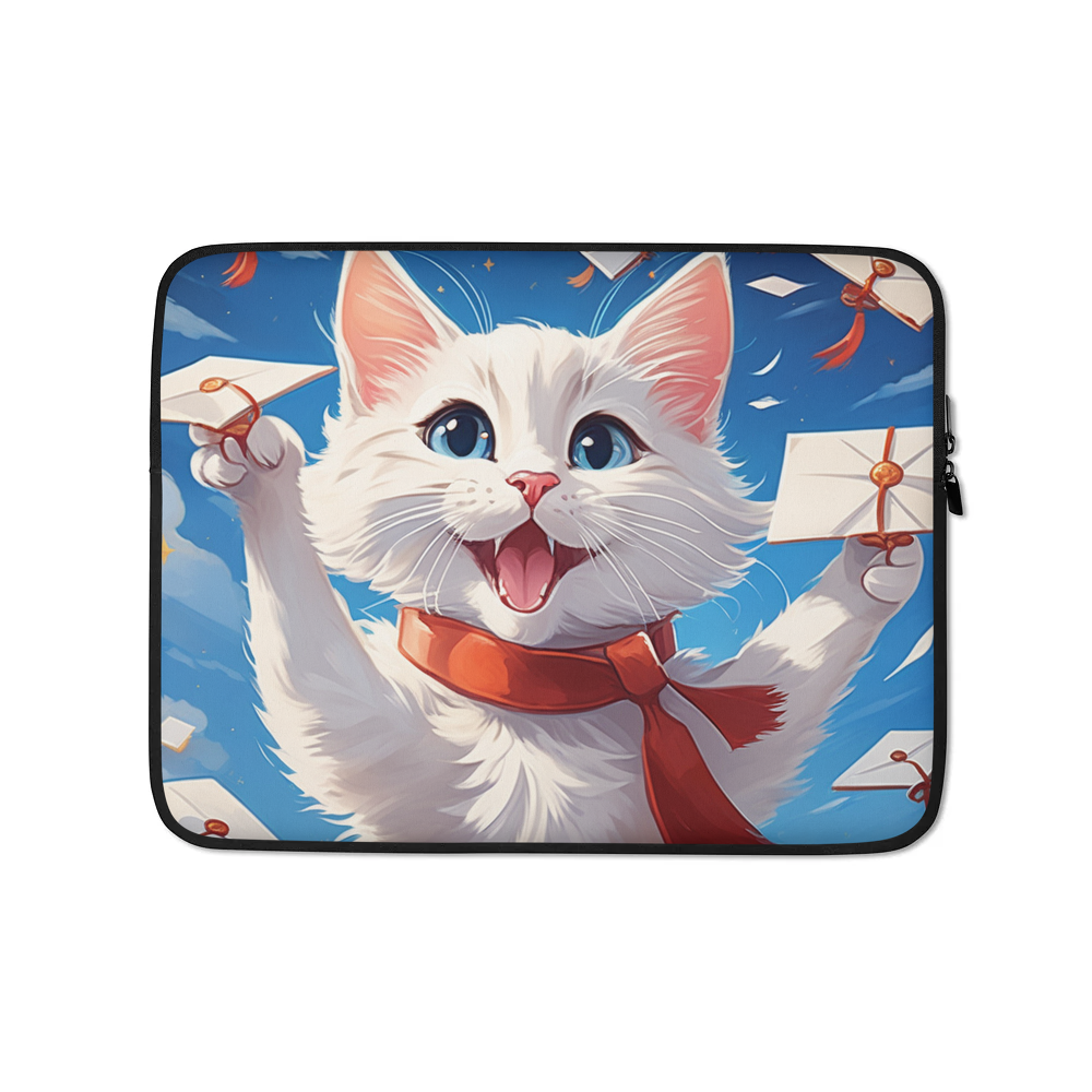 PugMug Custom White Companion Cat Laptop Sleeve