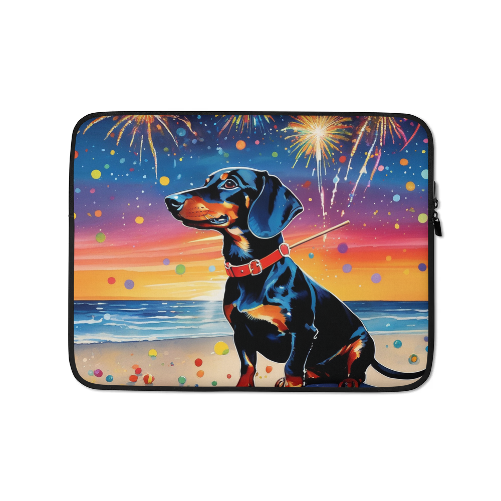 PugMug Custom Black Dachshund Laptop Sleeve