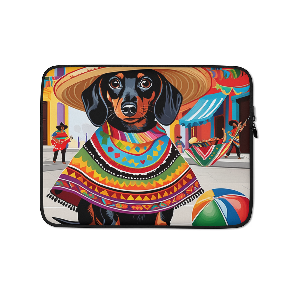 PugMug Custom Black Dachshund Laptop Sleeve