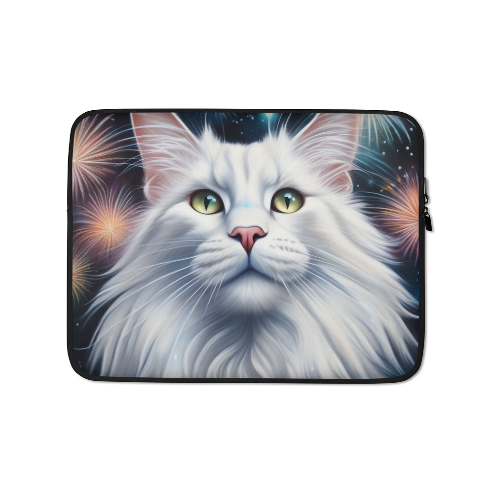 PugMug Custom White Maine Coon Cat Laptop Sleeve