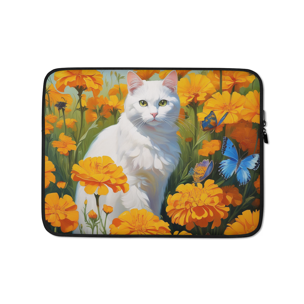PugMug Custom White Companion Cat Laptop Sleeve