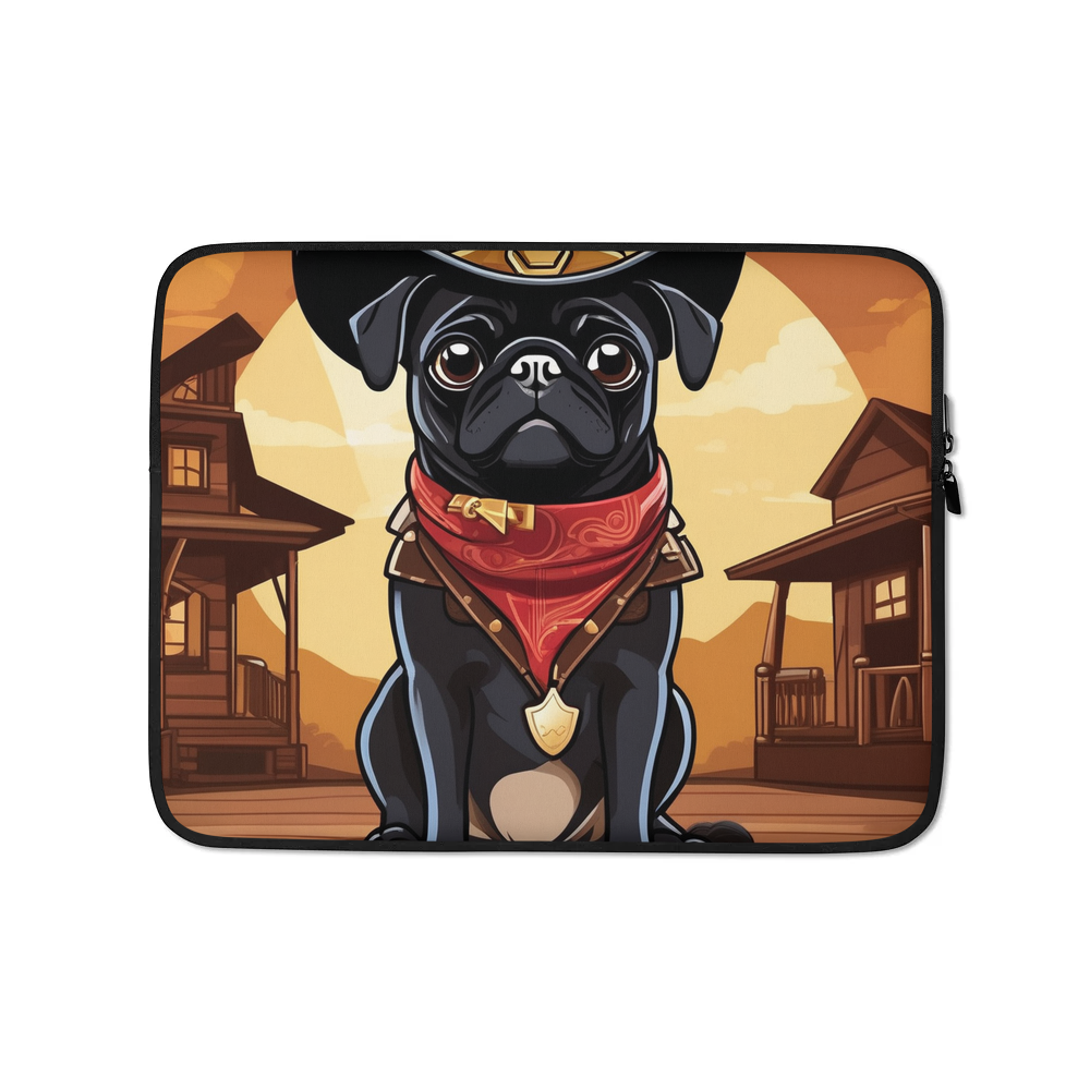 PugMug Custom Black Pug Laptop Sleeve