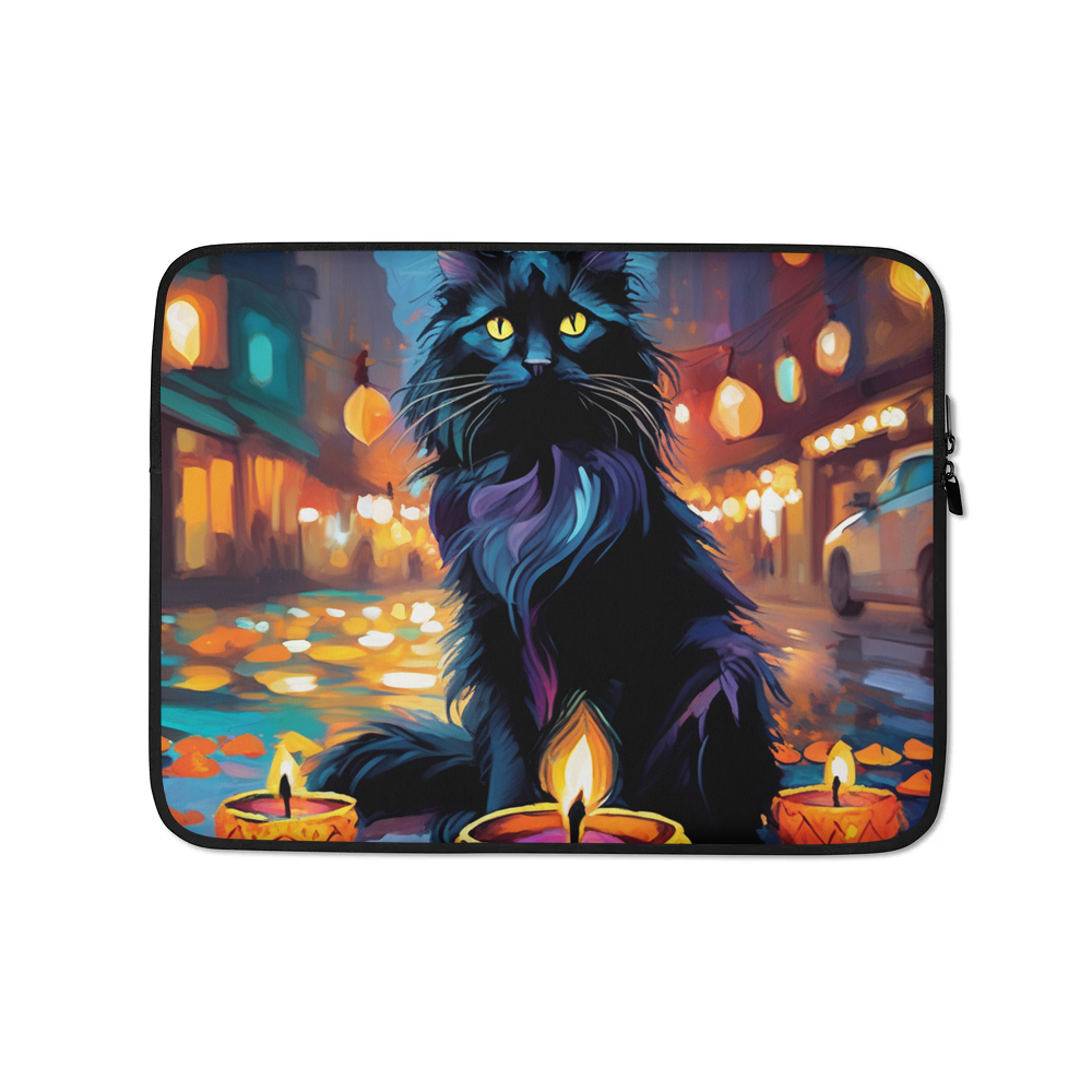 PugMug Custom Black Maine Coon Cat Laptop Sleeve