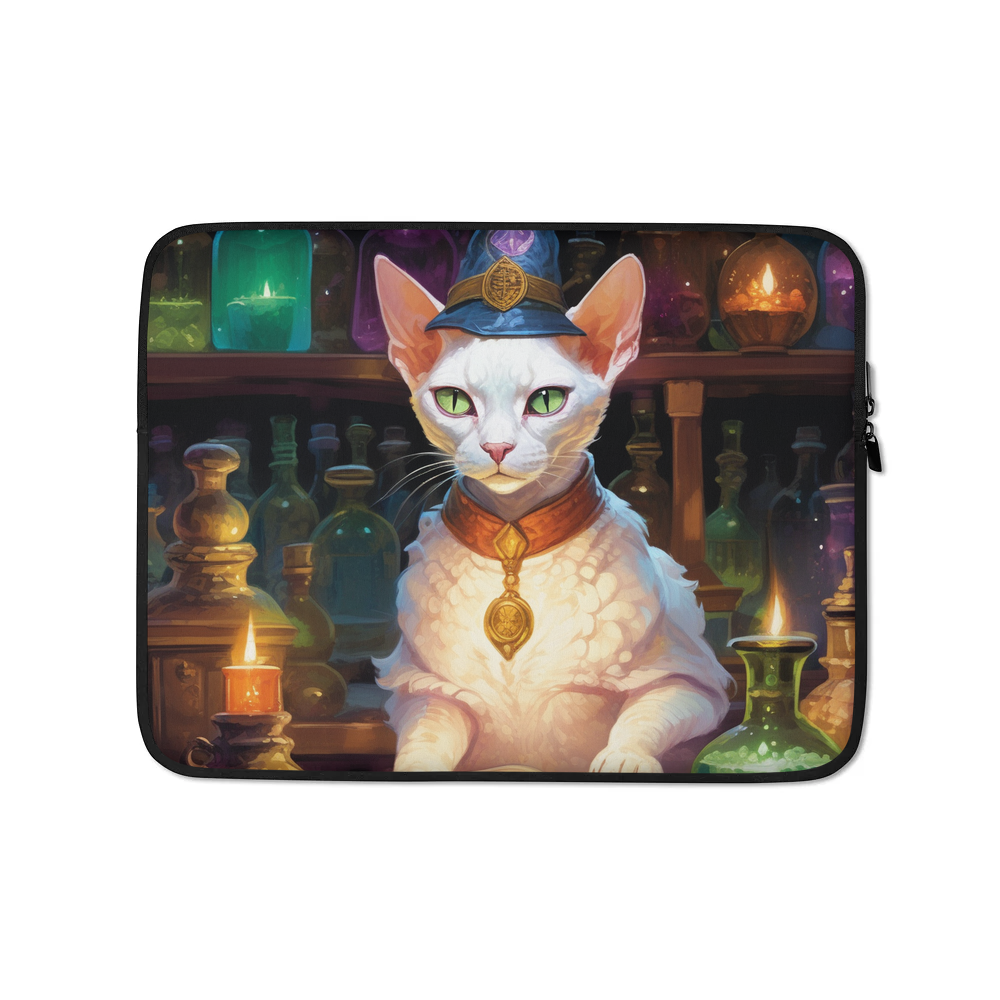 PugMug Custom White Devon Rex Cat Laptop Sleeve
