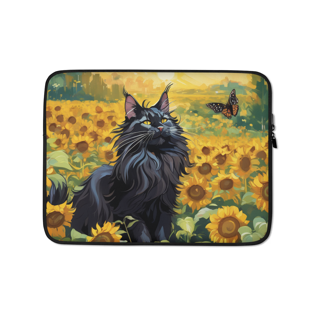 PugMug Custom Black Maine Coon Cat Laptop Sleeve