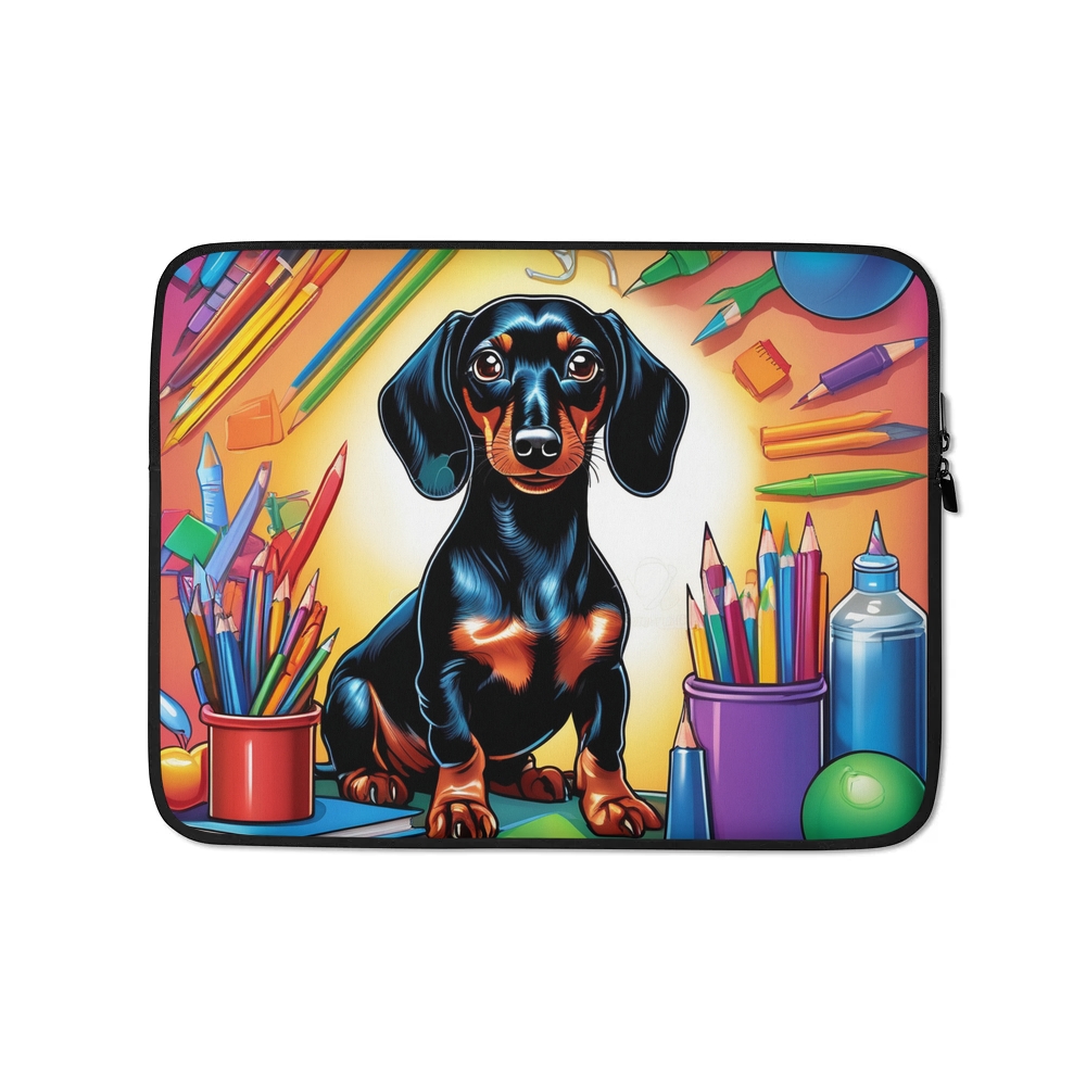 PugMug Custom Black Dachshund Laptop Sleeve