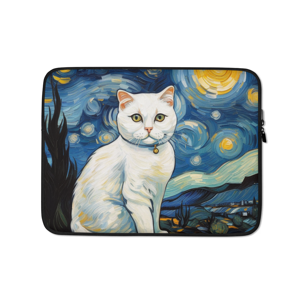 PugMug Custom White Scottish Fold Cat Laptop Sleeve