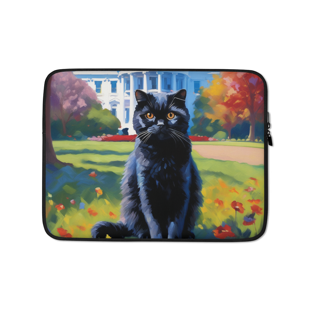 PugMug Custom Black Scottish Fold Cat Laptop Sleeve