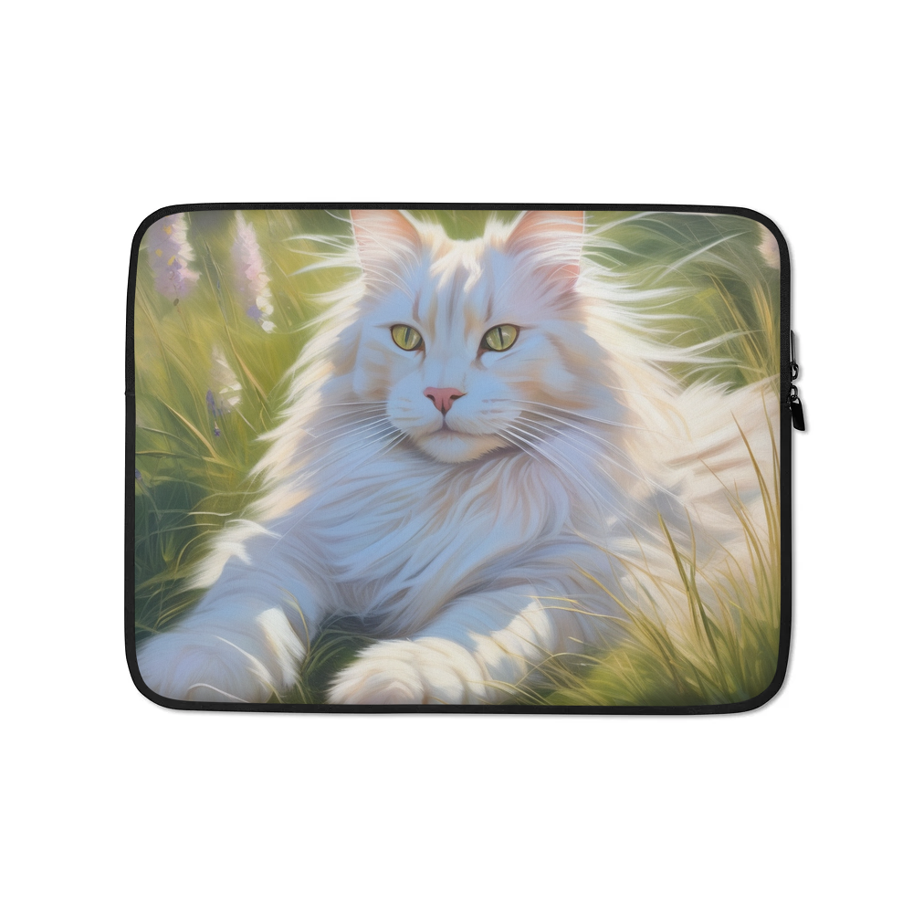 PugMug Custom White Maine Coon Cat Laptop Sleeve